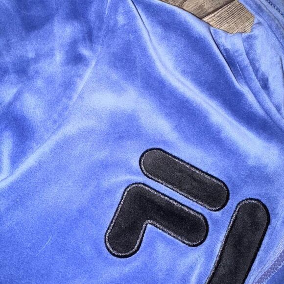Fila Velour Blue Black Quarter Zip Sweatshirt Women's Small - Picture 2 of 3